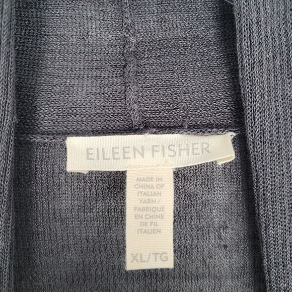 Eileen Fisher Size XL Organic Linen Nylon Open Front Cardigan Long Line Gray - Picture 12 of 12